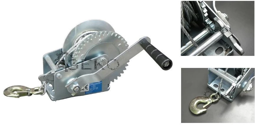 GEKO Rankinė gervė 1000LB / 450kg 5m vielos virvė