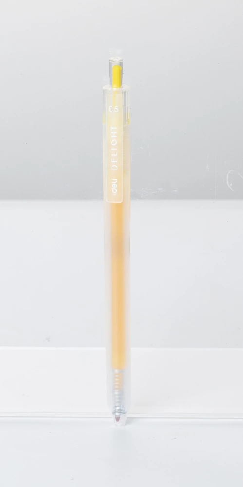 Gelinis rašiklis Deli Delight, 0,5 mm, geltonos spalvos
