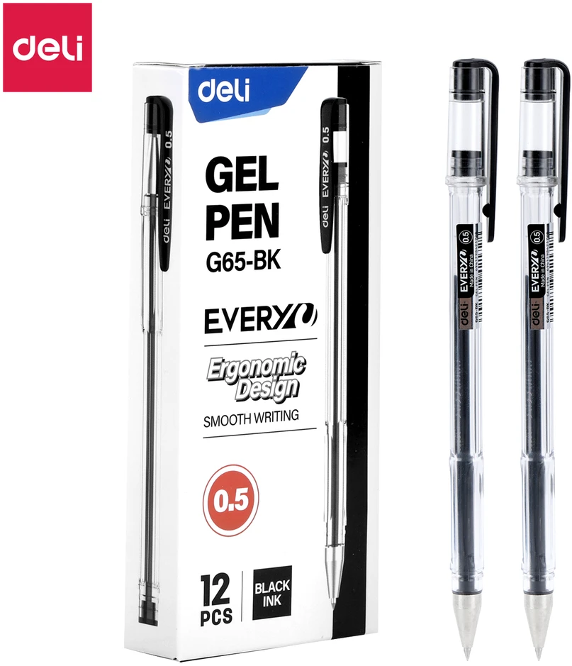 Gelinis rašiklis Deli Every 0.5 mm juodos spalvos