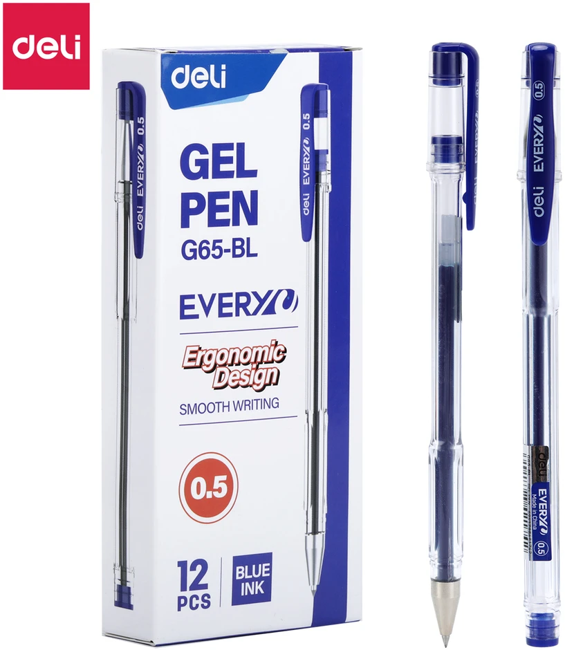 Gelinis rašiklis Deli Every 0.5 mm mėlynos spalvos