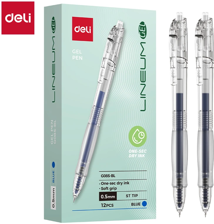 Gelinis rašiklis Deli Lineum Gel 0,5mm, greitai džiūstantis, mėlynos spalvos