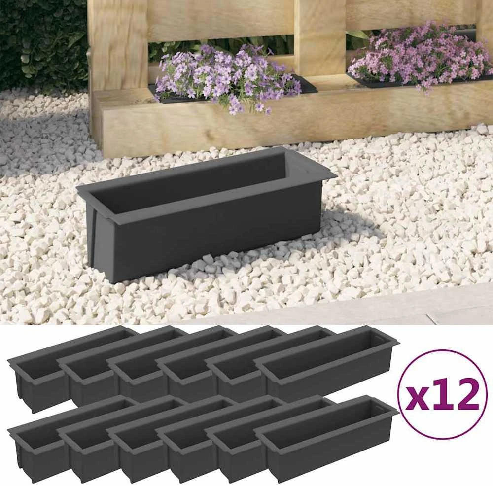 Gėlių loveliai Euro paletėms, 12vnt., pilki, 36x13,5x9,5cm, PP