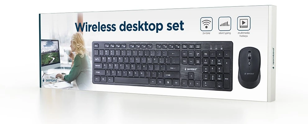 Gembird KBS-WCH-04 Wireless desktop set (klaviatūra + pelė), juodas, US-išdėstymas