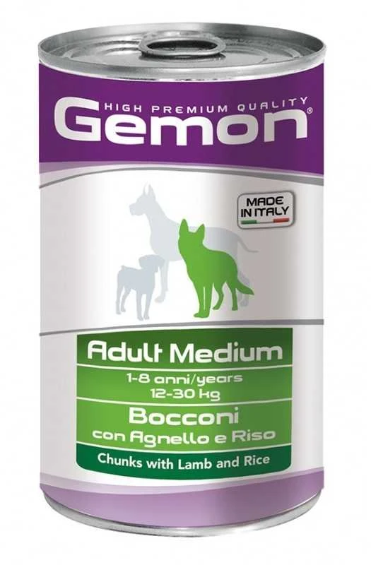 Gemon medium adult konservuotas pašaras su ėriena ir ryžiais 1250g