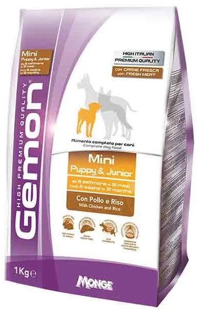 Gemon mini puppy visavertis pašaras jauniems šuniukams su vištiena ir ryžiais 3kg