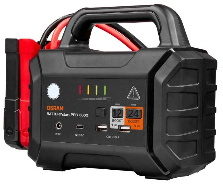 OSRAM BATTERYstart PRO 3000 akumuliatorius-užvedėjas, 36400mAh, startinė srovė 2500A, 12/24V
