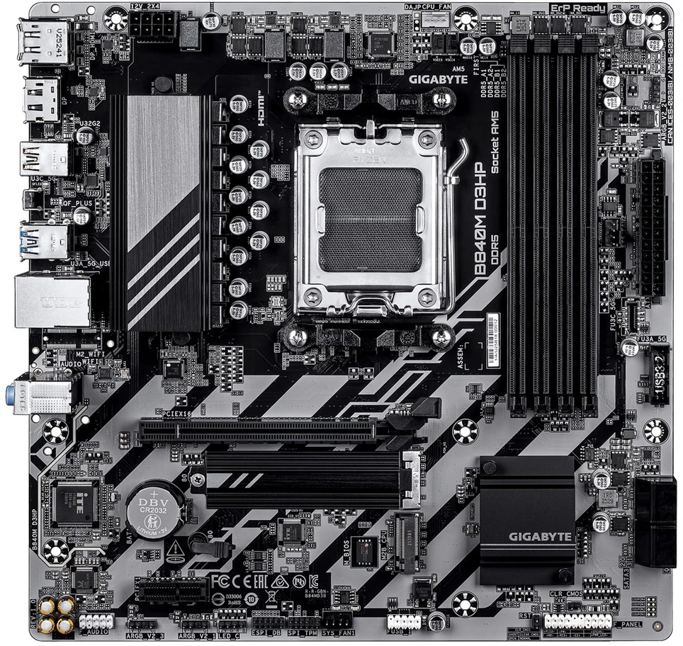 GIGABYTE B840M D3HP pagrindinė plokštė AMD B840 AM5 lizdas „micro ATX“