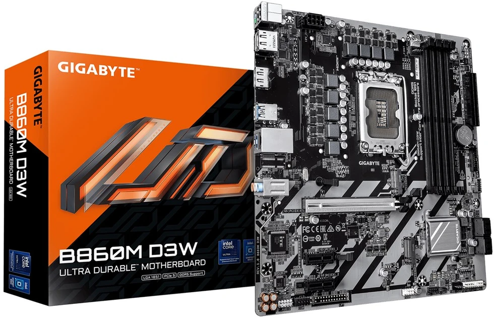 GIGABYTE B860M D3W pagrindinė plokštė Intel B860 LGA 1851 (Socket V1) „micro ATX“