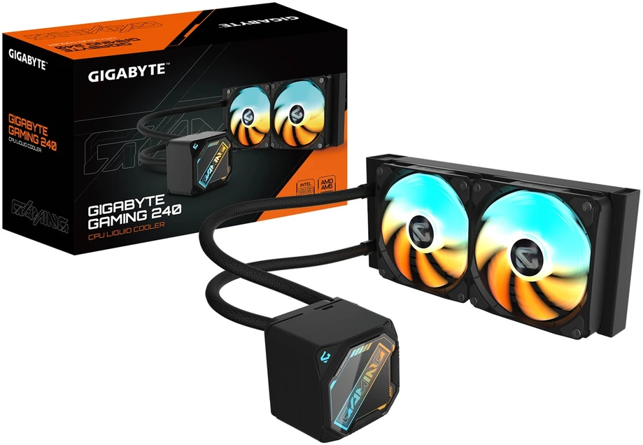 GIGABYTE vandens aušintuvas GAMING 240, 2x120mm, ARGB, LGA1851, AM5, juodas