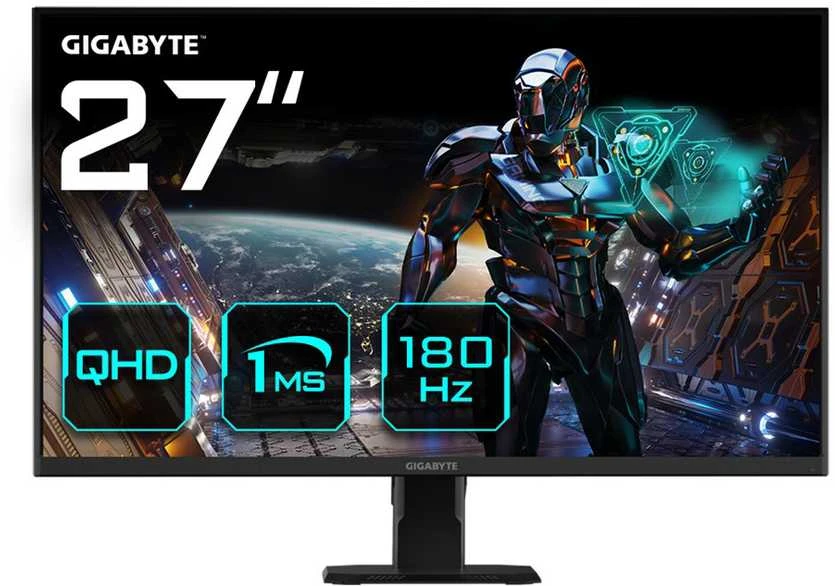 Monitorius Gigabyte | GS27QA EK1 | 27 " | IPS | QHD | 180 Hz | 1 ms | 2560 x 1440 pikselių | 300 cd/m² | HDMI jungtys quantity 2 | Juodas