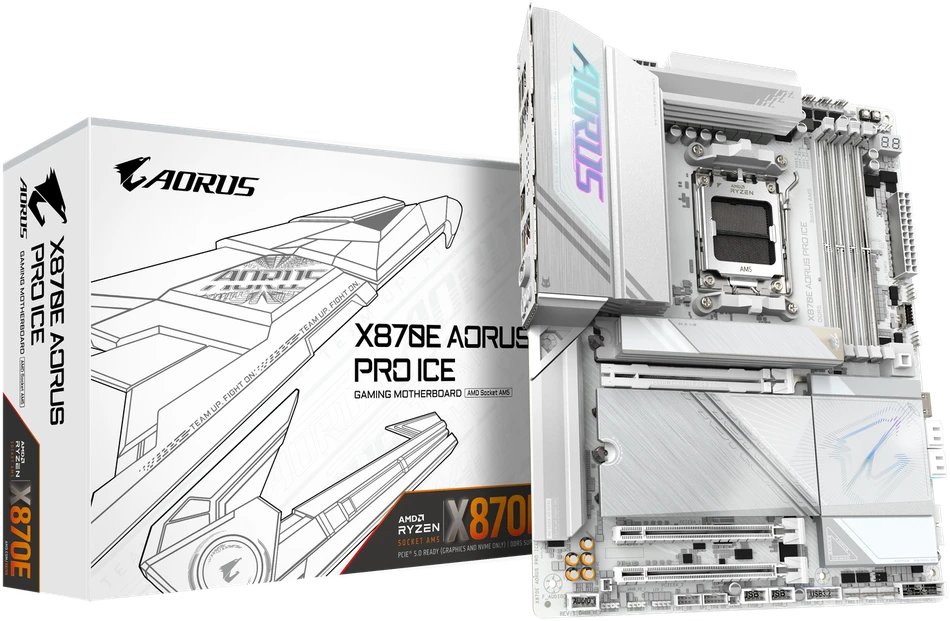 Pagrindinė plokštė GIGABYTE X870E AORUS PRO ICE AM5 ATX MB