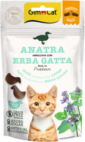 Gimborn Gimcat Crunchy Snacks Duck /Catnip traškūs skanėstai antis/katžolė 50g