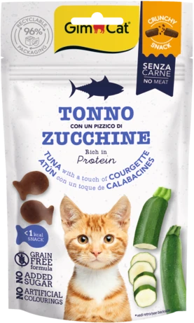 Gimcat Crunchy Snacks Tuna & Courgette traškūs skanėstai tunas/cukinija 50g