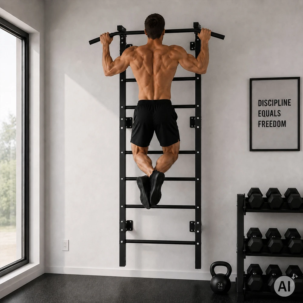 Gimnastikos sienelė 228 cm, prisitraukimų skersinis vaikams ir suaugusiems, juoda MOVEPRO