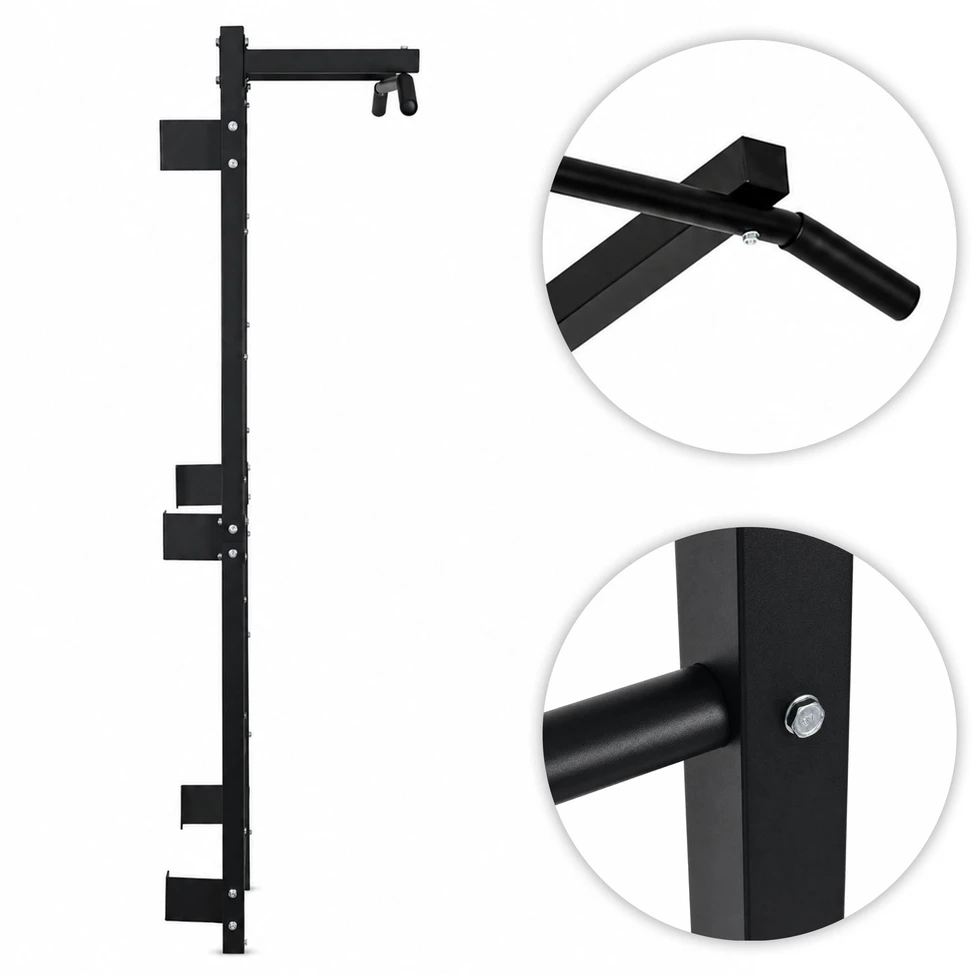 Gimnastikos sienelė 228 cm, prisitraukimų skersinis vaikams ir suaugusiems, juoda MOVEPRO