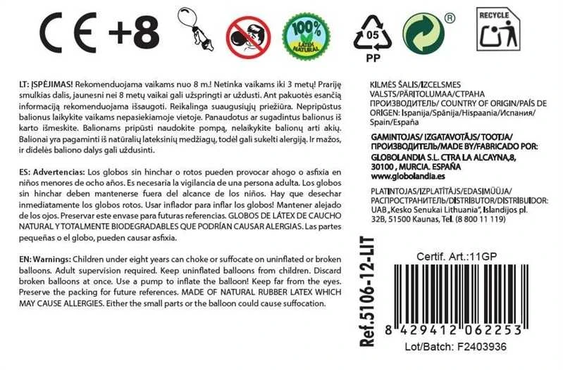 Globolandia Balionai ovalūs, žali, D25 cm 12 vnt.