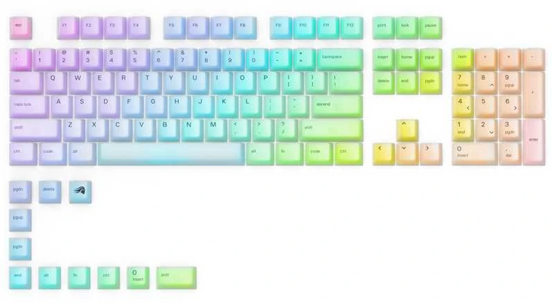 Klaviatūra Glorious Polychroma RGB Keycaps – 115 Keycaps, ANSI, US išdėstymas, pusiau skaidrūs