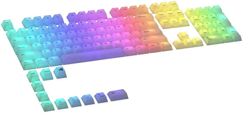 Klaviatūra Glorious Polychroma RGB Keycaps – 115 Keycaps, ANSI, US išdėstymas, pusiau skaidrūs