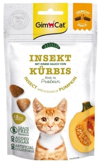 GMC GIMCAT Crunchy Snacks Insect with pumpkin – skanėstas katėms – 50g
