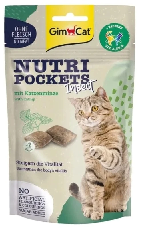 GMC GIMCAT Nutri Pockets Insect with Catnip – skanėstas katėms – 60g