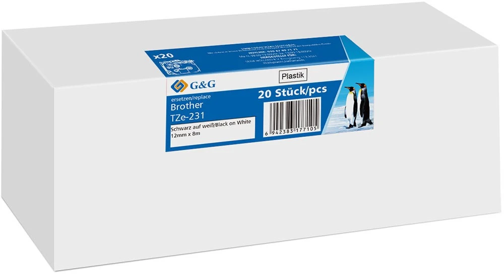 G&G GNG G&G 21568 etikečių juostelė Juoda ant baltos TZe