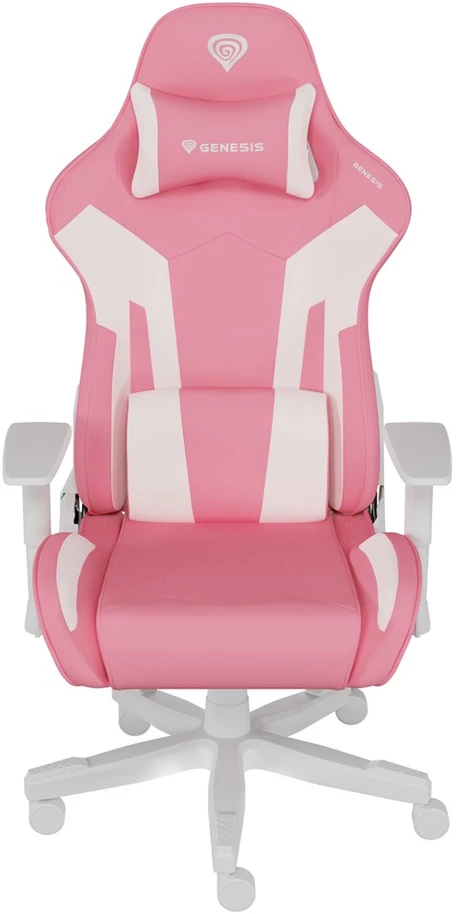 Genesis Gaming Chair Nitro 710 Atlošo apmušalų medžiaga: Eko oda, Sėdynės apmušalų medžiaga: Eko oda, Pagrindo medžiaga: Nailonas, Ratukų medžiaga: Nailonas su CareGlide danga | Rožinė/Baltas