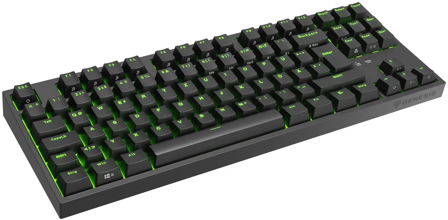 GNS GENESIS Thor 404 TKL klaviatūra Žaidimams USB QWERTZ Vokiečių Juoda