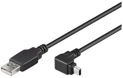 Goobay Kabelis USB A kištukas – mini USB kištukas 90° kampu,1.8m juodas