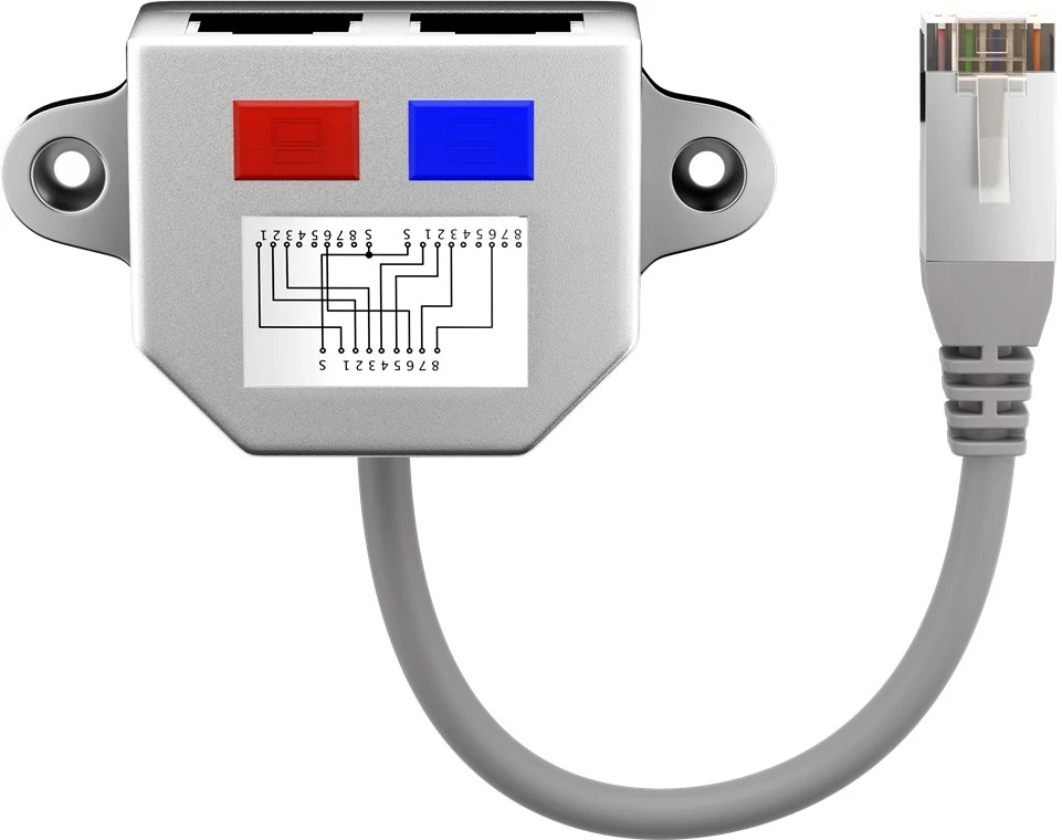 Goobay Perėjimas (tinklo dubleris) RJ45 CAT 5e kištukas 8P8C – du lizdai 8P4C, ekranuotas