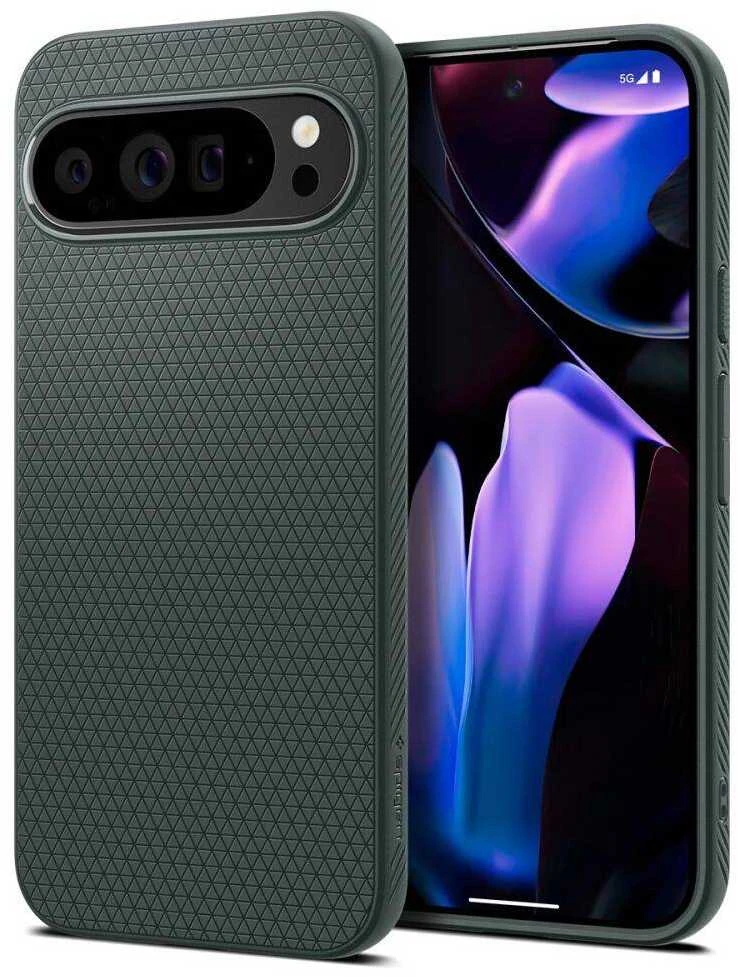 Google Pixel 9 Pro XL Spigen Liquid Air Abyss dėklas telefonui žalios spalvos
