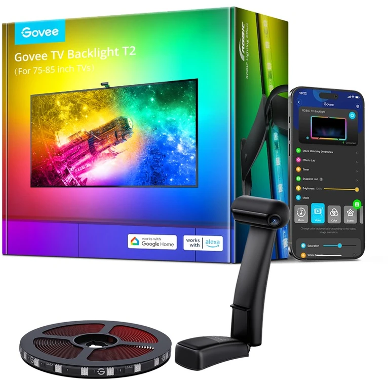 Govee H605C Envisual TV foninis apšvietimas T2 | Taśma LED | dla TV 75-85 cali, RGBIC, Wi-Fi+Bluetooth