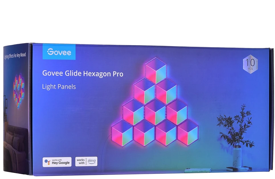 „Govee Glide Hexa Pro“ išmanusis sieninis šviestuvas su „Wi-Fi“ / „Bluetooth“ 72 W