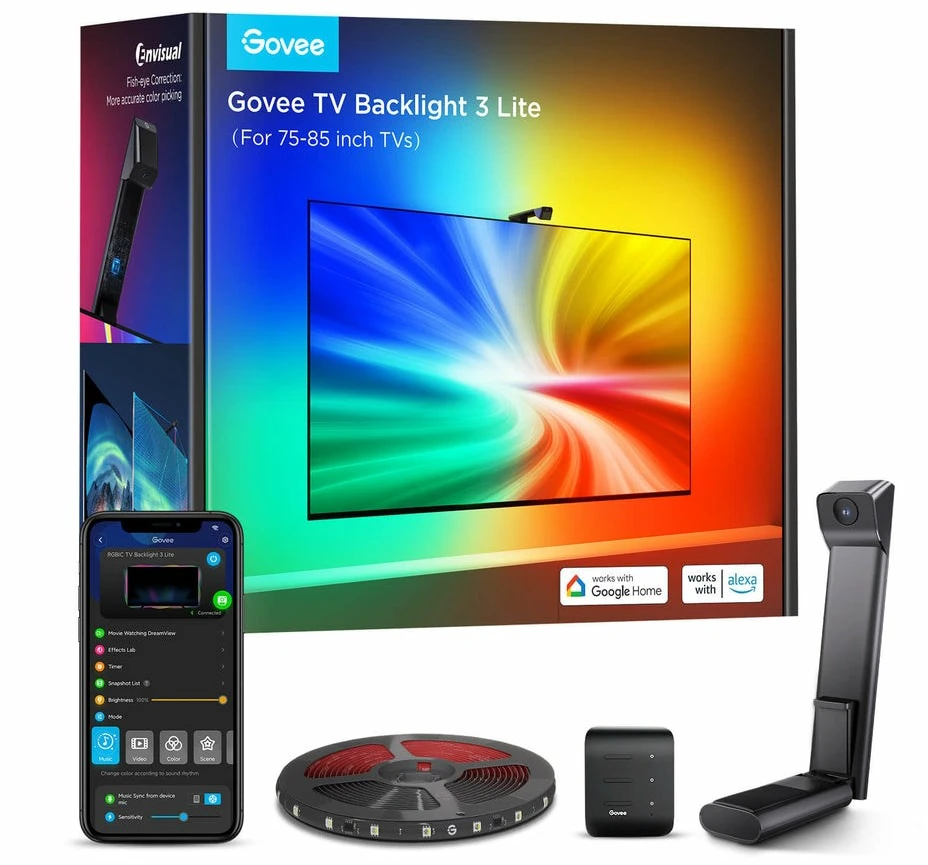 Govee TV apšvietimas 3 lite | LED juostelė | skirtas 55-65 colių televizoriui, Wi-Fi, Bluetooth, RGBIC