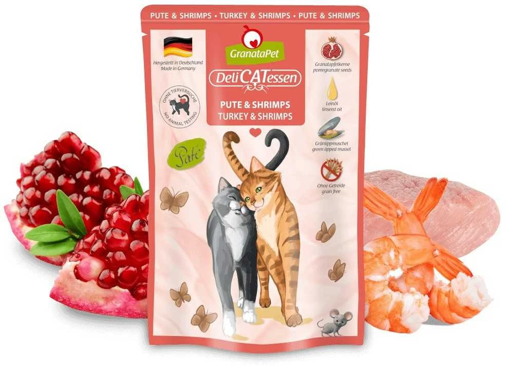Fox4Pets Kačių Maistas - GRANATAPET DeliCATessen Turkija ir Krevetės Drėgnas Maistas 85g