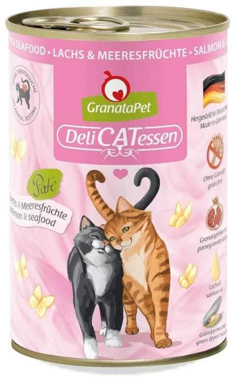 Fox4Pets Kačių Maistas - GRANATAPET DeliCATessen Lašiša ir Jūros Gėrybės Be Grūdų Šlapias 400g