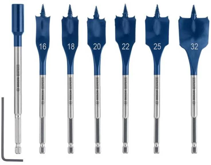 Bosch „EXPERT Self Cut Speed“ plunksninių grąžtų rinkinys 16 / 18 / 20 / 22 / 25 / 32 mm 7 vnt. (2608900334)