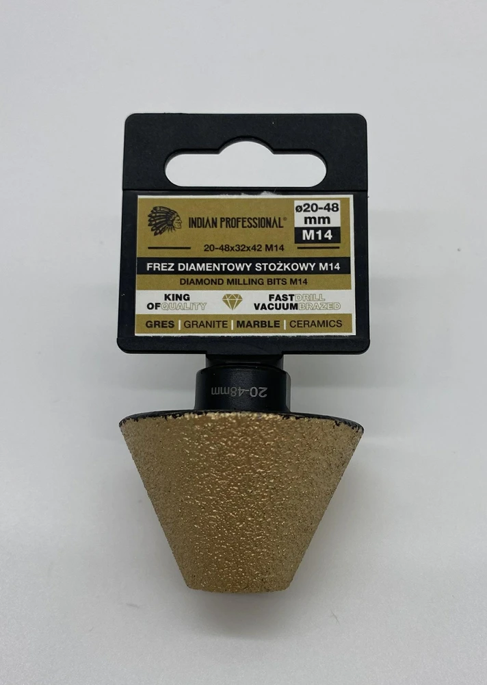 Grąžtas DEIMANTINIS KŪGINIS FREZA M14 20-48mm /INDIAN PROFESSIONAL