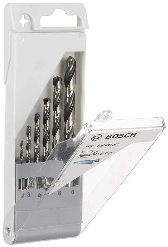 Bosch HSS spiralinių grąžtų „PointTeQ“, 6 dalių rinkinys 2–8 mm (2608577346)