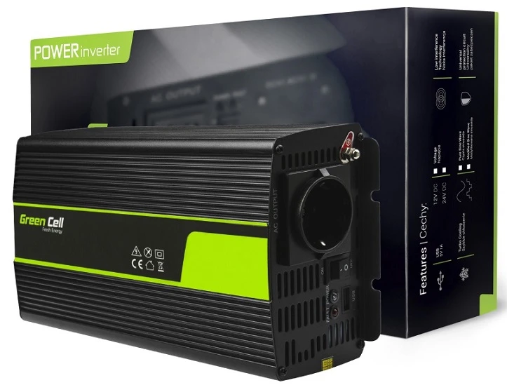 Green Cell Žalias Cell Inverteris 12V/230V 1000W/2000W Sinusinė išėjimo įtampa Žalias Cell