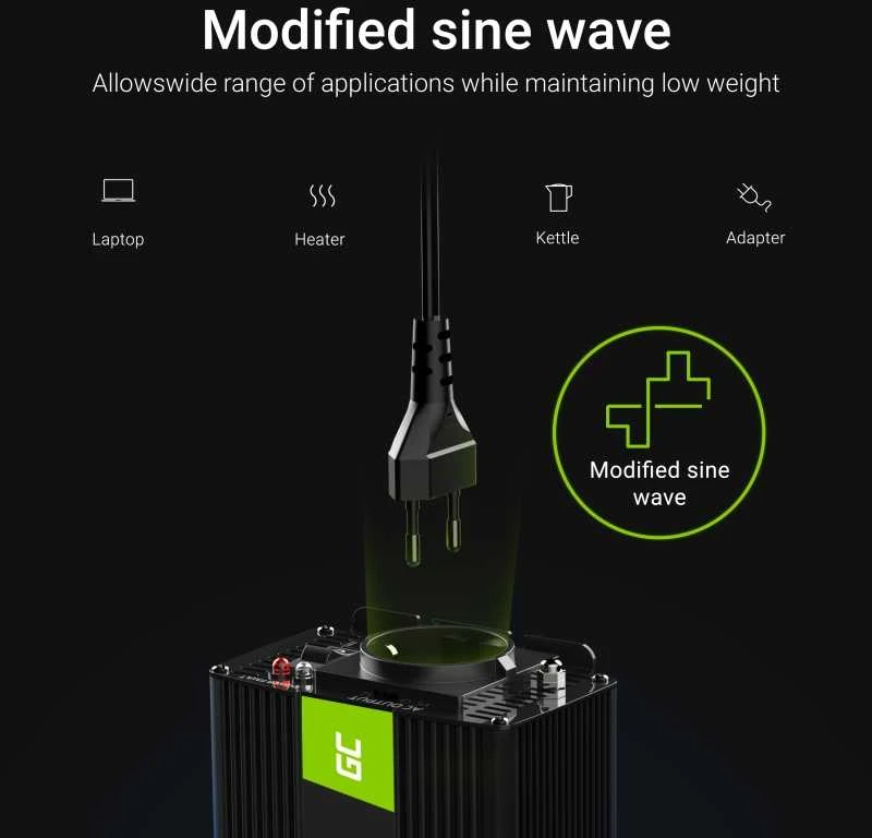 Green Cell Žalias Cell Žalias CELL automobilio maitinimo keitiklis 12V į 230V 500W/1000W