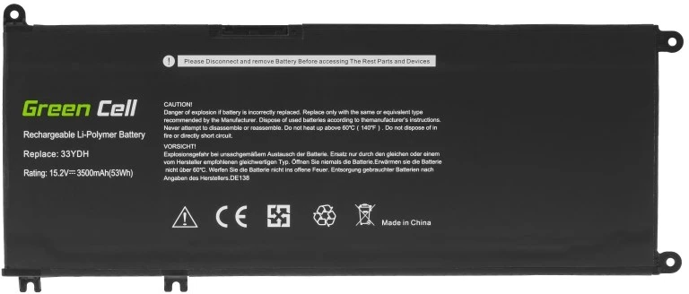 Žalias Cell GREENCELL DE138 Bateria Žalias Cell 33YDH do Dell Inspiron G3 3579 3779 G5 5587 G7 7588 7577 7773