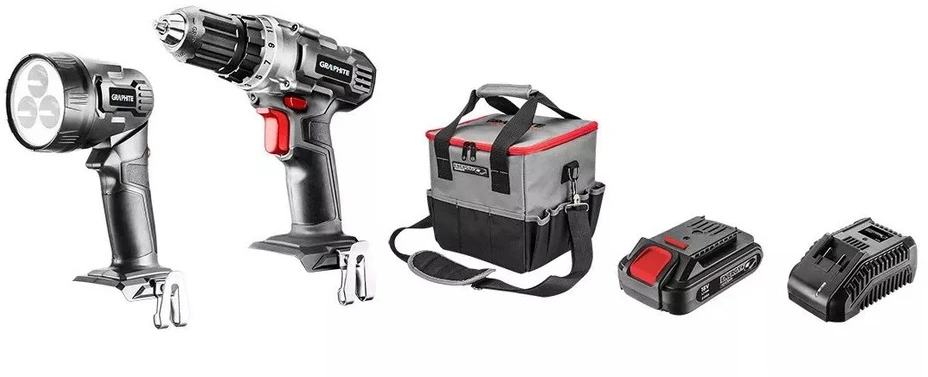 Akumuliatorinių įrankių komplektas 18V GRAPHITE 58G016