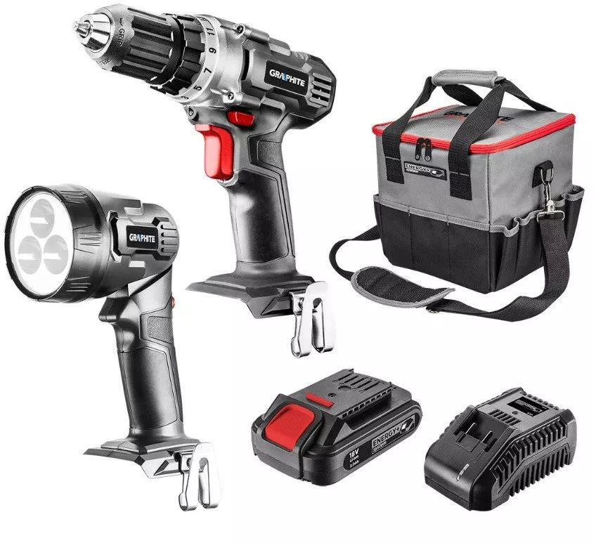 Akumuliatorinių įrankių komplektas 18V GRAPHITE 58G016