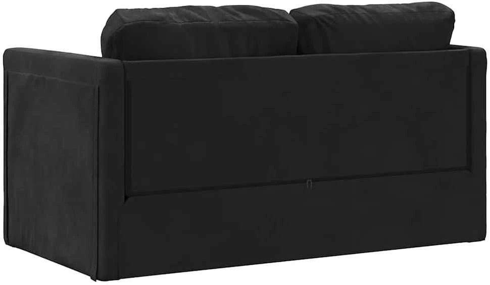 Grindų sofa-lova, 2-1, juodos spalvos, 122x204x55cm, aksomas