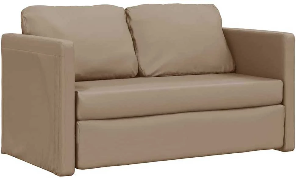 Grindų sofa-lova, 2-1, kapučino, 112x174x55cm, dirbtinė oda