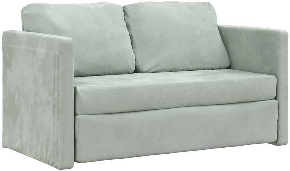 Grindų sofa-lova, 2-1, šviesiai pilka, 122x204x55cm, aksomas
