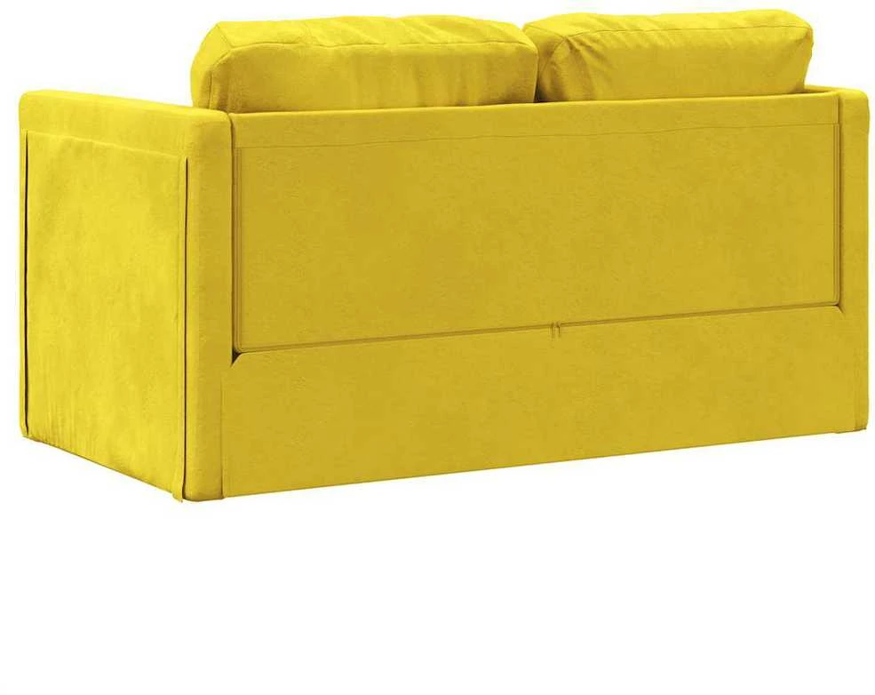Grindų sofa-lova, 2-1, tamsiai geltona, 122x204x55cm, aksomas