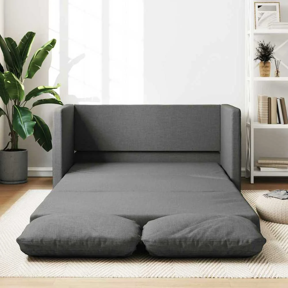 Grindų sofa-lova, 2-1, tamsiai pilka, 112x174x55cm, audinys