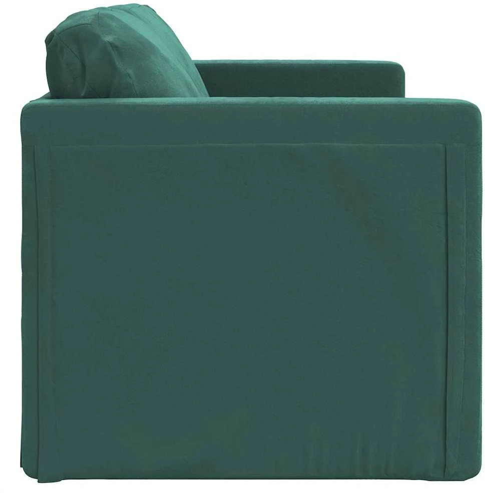 Grindų sofa-lova, 2-1, tamsiai žalia, 122x204x55cm, aksomas