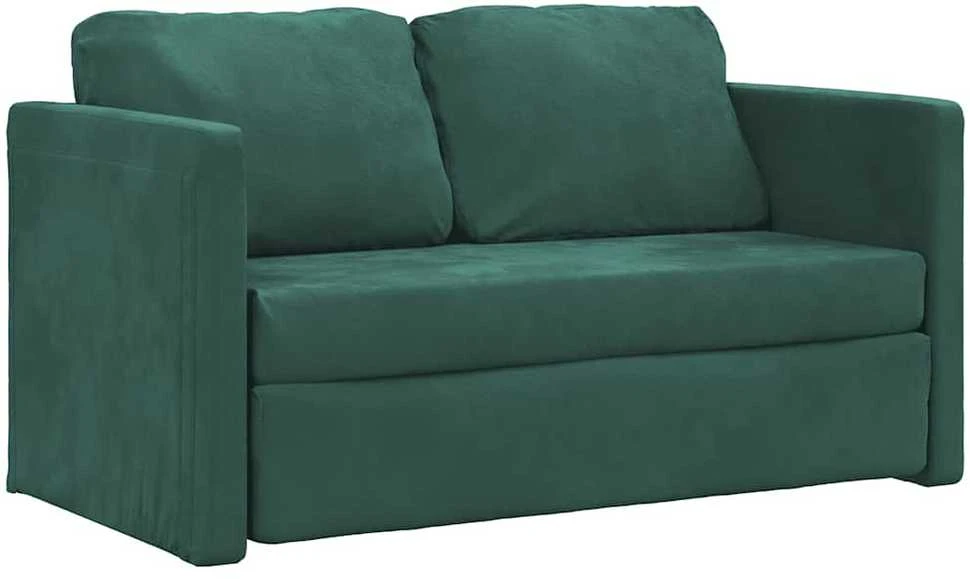 Grindų sofa-lova, 2-1, tamsiai žalia, 122x204x55cm, aksomas